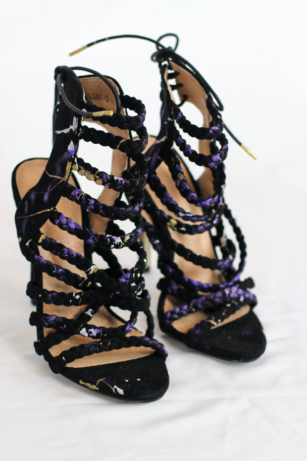 Black and Purple Rope Heels