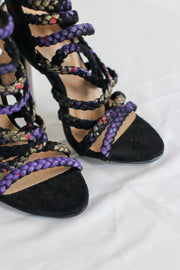 Black and Purple and Red Rope Heels