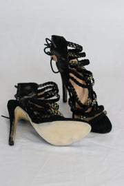 Black and Gold Rope Heels