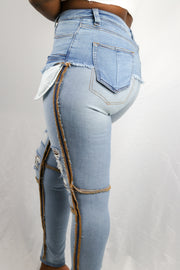 Inside Out Jeans with Attached Denim Shorts