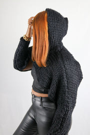 Extreme Crop Chunky Knit Hoodie