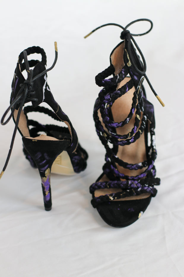 Black and Purple Rope Heels
