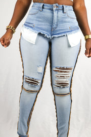 Inside Out Jeans with Attached Denim Shorts