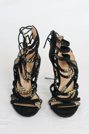 Black and Gold Rope Heels